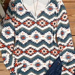 European And American Summer Printed Long-sleeved Slim-fit Women's T-shirt