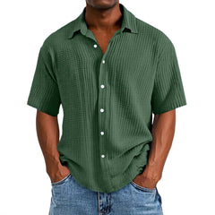 Spring And Summer Men's Short-sleeve Lapel Shirt Double Layer Champray