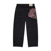 Women's Fashion Embroidery Pattern High Waist Jeans