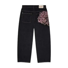 Women's Fashion Embroidery Pattern High Waist Jeans