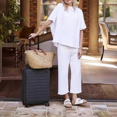 Casual Dolman Sleeve Pullover Wide Leg Pants Suit