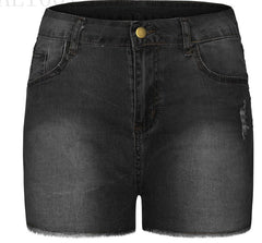 Stretch Slim Fit Ripped Tassel Denim Shorts For Women