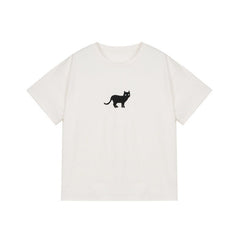 Black Cat Loose Short-sleeved T-shirt Women's Top