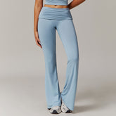 Wool Pleated Yoga Fold High Waist Running Sports Skinny Versatile Bell-bottom Pants Women