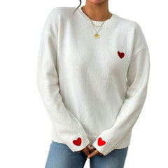 Love Embroidered Crew Neck Sweater Pullover Sweater
