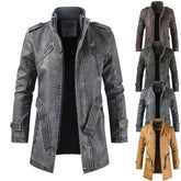 Men's Mid-Length Casual Fashion PU Leather Jacket
