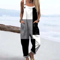 Women's Printed Pocket Wide Leg One-piece Trousers