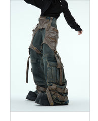 Retro Deconstructed Jeans Men's Detachable Stitching