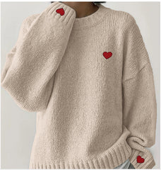 Love Embroidered Crew Neck Sweater Pullover Sweater