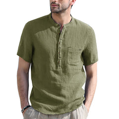 Men's Fashion Casual Solid Color Short-sleeved Shirt