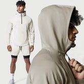 Men's Outdoor Sports Spring, Autumn And Winter Fitness Half Zipper Hooded Jacket Loose Sweater