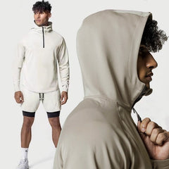 Men's Outdoor Sports Spring, Autumn And Winter Fitness Half Zipper Hooded Jacket Loose Sweater