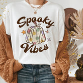 Halloween Funny Ghost Witch Pumpkin Print Casual Short Sleeve