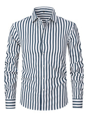 Men's Striped All-matching Ice Silk Long Sleeve Shirt