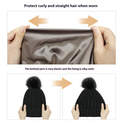 Woolen Cap Knitted Protection Hairstyle Silky Stretch Satin Knitted Hat