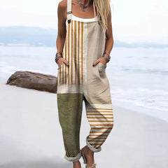 Women's Printed Pocket Wide Leg One-piece Trousers