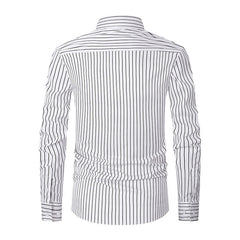 Men's Striped All-matching Ice Silk Long Sleeve Shirt