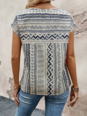 Women's Casual Geometric Print Batwing Sleeve Blouse