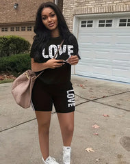 Love Print Casual Two-piece Set
