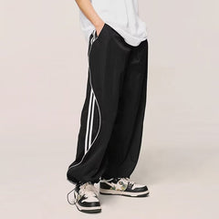 Spring And Summer Loose Thin Exercise Ankle-tied Tactical Pants Men's Striped Quick-drying Pants