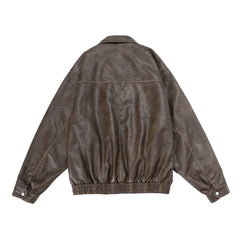 Lapel Motorcycle Pu Coat For Men