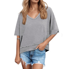 Casual Dignified Sense Of Design Solid Color Short Sleeve