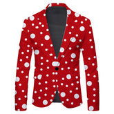 Men's Single Row One Button Polka Dot Printing Casual Suit Jacket
