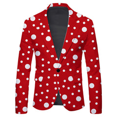 Men's Single Row One Button Polka Dot Printing Casual Suit Jacket