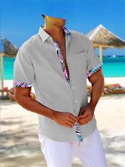 Men's Beach Striped 3d Sleeve Casual Loose Shirt