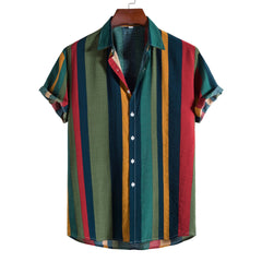 Men's Fashion Casual Striped Short Sleeve