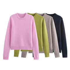 Casual Simple Round Neck Pullover Long Sleeve Sweater