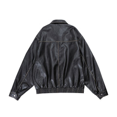 Lapel Motorcycle Pu Coat For Men