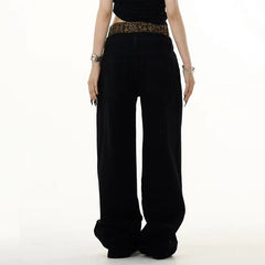 Leopard Print Stitching Waist Head Niche Design Trousers