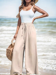 Comfortable And Breathable High-waisted Loose Wide-leg Pants For Women's Casual Fashion