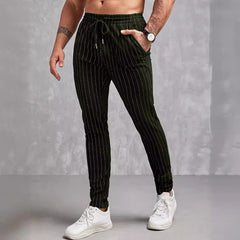 European And American Men's Striped Pocket Casual Ankle Banded Pants