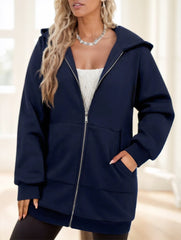 Women's Casual Long Hoodie With Zipper