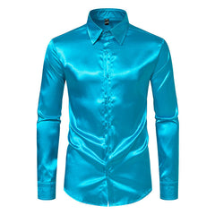 Men's Satin Solid Color Glossy Shirt