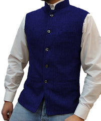 Zhongshan Collar Herringbone Pattern Vest Man