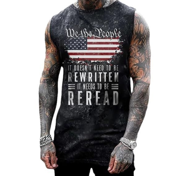 Men's Plus Size Sleeveless Vest 3D Retro Printed Fashion