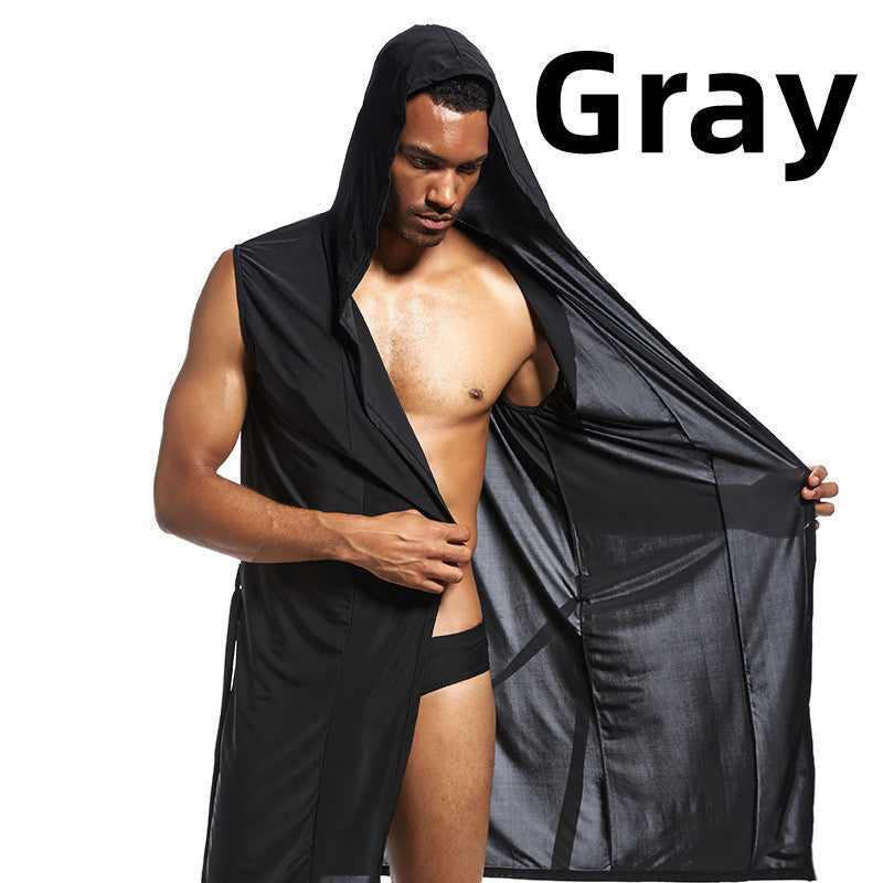 Men's Underwear Bathrobe Night-robe Soft Silk Sexy