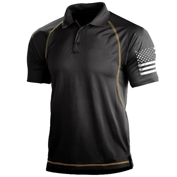 European And American Hot Summer Menswear T-shirt Outdoor Loose Lapel Short-sleeved Sweater Polot Shirt Men