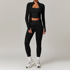 European And American Leisure Long Sleeve Yoga Suit Slimming High Waist