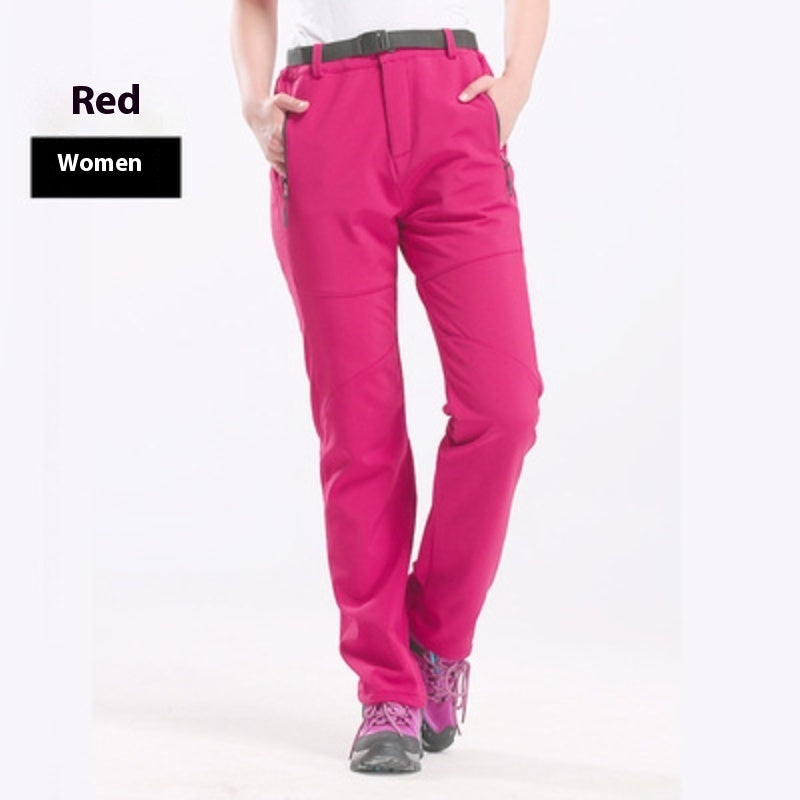 Female Outdoor Plus Fluff Thickened Warm Pants