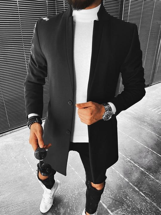Stand-up Collar Mid-Length Men's Woolen Coat