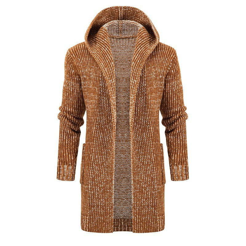 Coat Cardigan Hooded Long Sweater With Horn Buttons