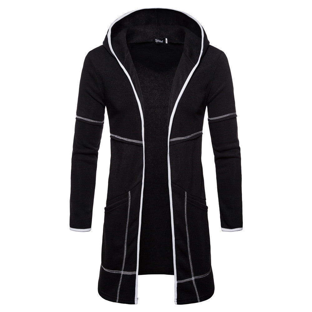 Men's Sweater New Mid-Length Large Pocket Hooded Cardigan For Men