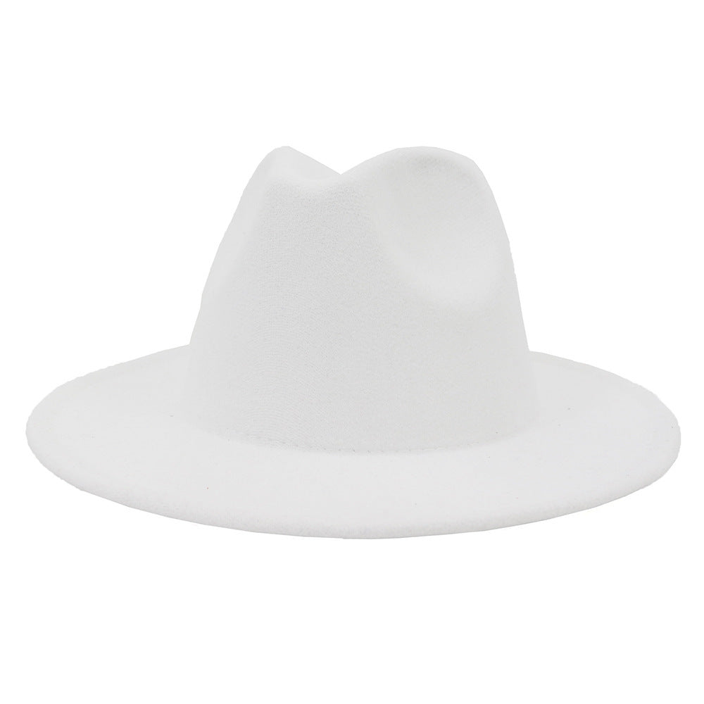 Ladies Black Hat Simple Woolen Top Hat Flat Brim Big Brim Jazz Hat