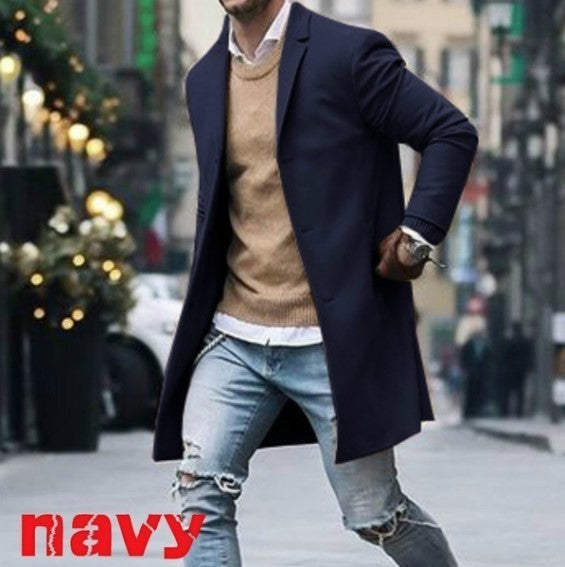 European And American Men's Slim Woolen Coat