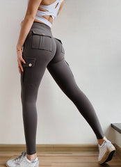 Net Red Pocket Fitness Pants Women Stretch Tight Sexy Sports Pants
