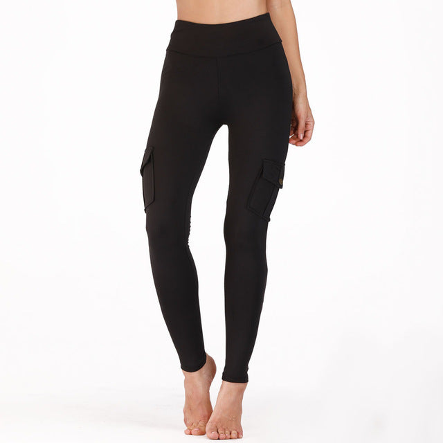Net Red Pocket Fitness Pants Women Stretch Tight Sexy Sports Pants